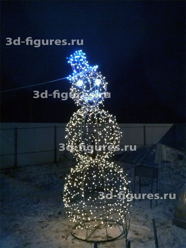 Объемная световая фигура снеговик 3D