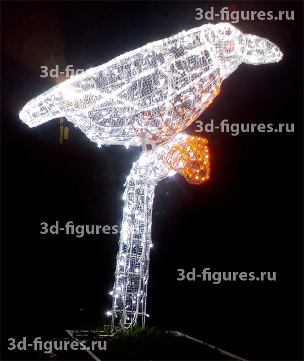 3D cветовая фигура "Птица на ветке"